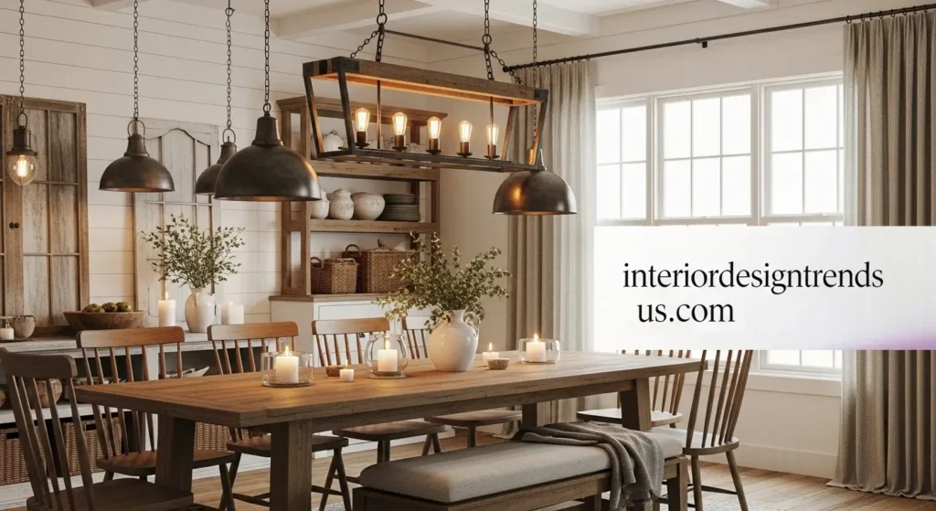 Farmhouse & Rustic Dining Table Lighting Ideas